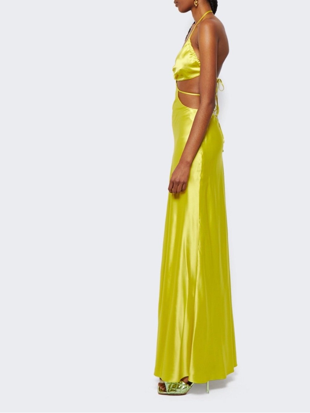 NWT Cult Gaia Colette Gown Yellow Satin Cutout Maxi Dress size S. MSRP $998 - Picture 2 of 5